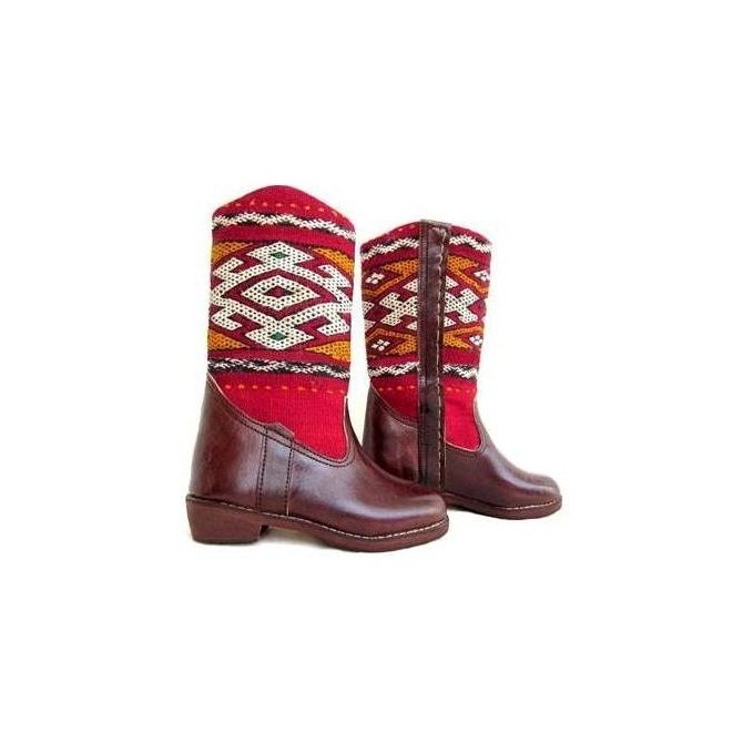 BIG SALE! Genuine leather boots with Kilim Handmade by Cuiroma