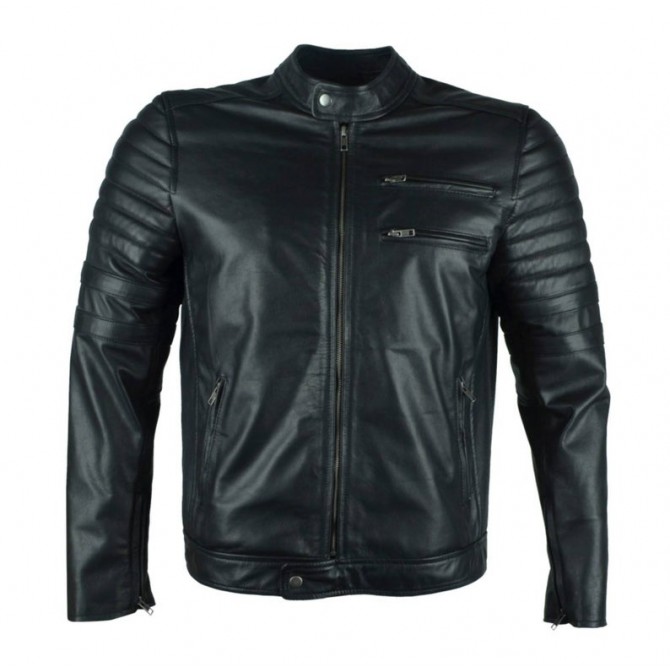 Mode Homme Jacket En Vrai Cuir Véritable Finition De Qualité Et Un